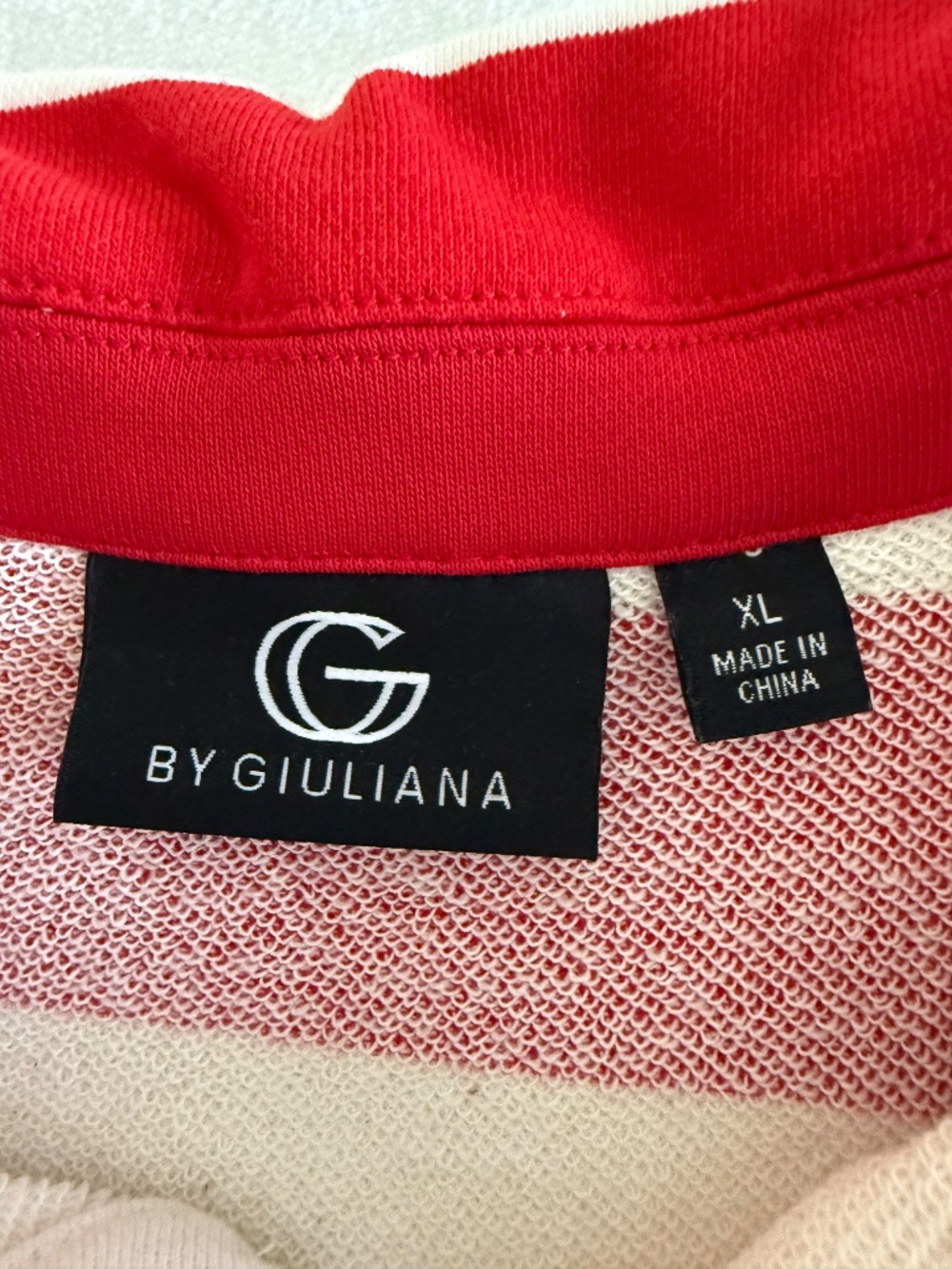G by Giuliana Striped Rugby Polo Top Cherry Detail Red White Pullover NWOT | XL - Picture 9 of 16